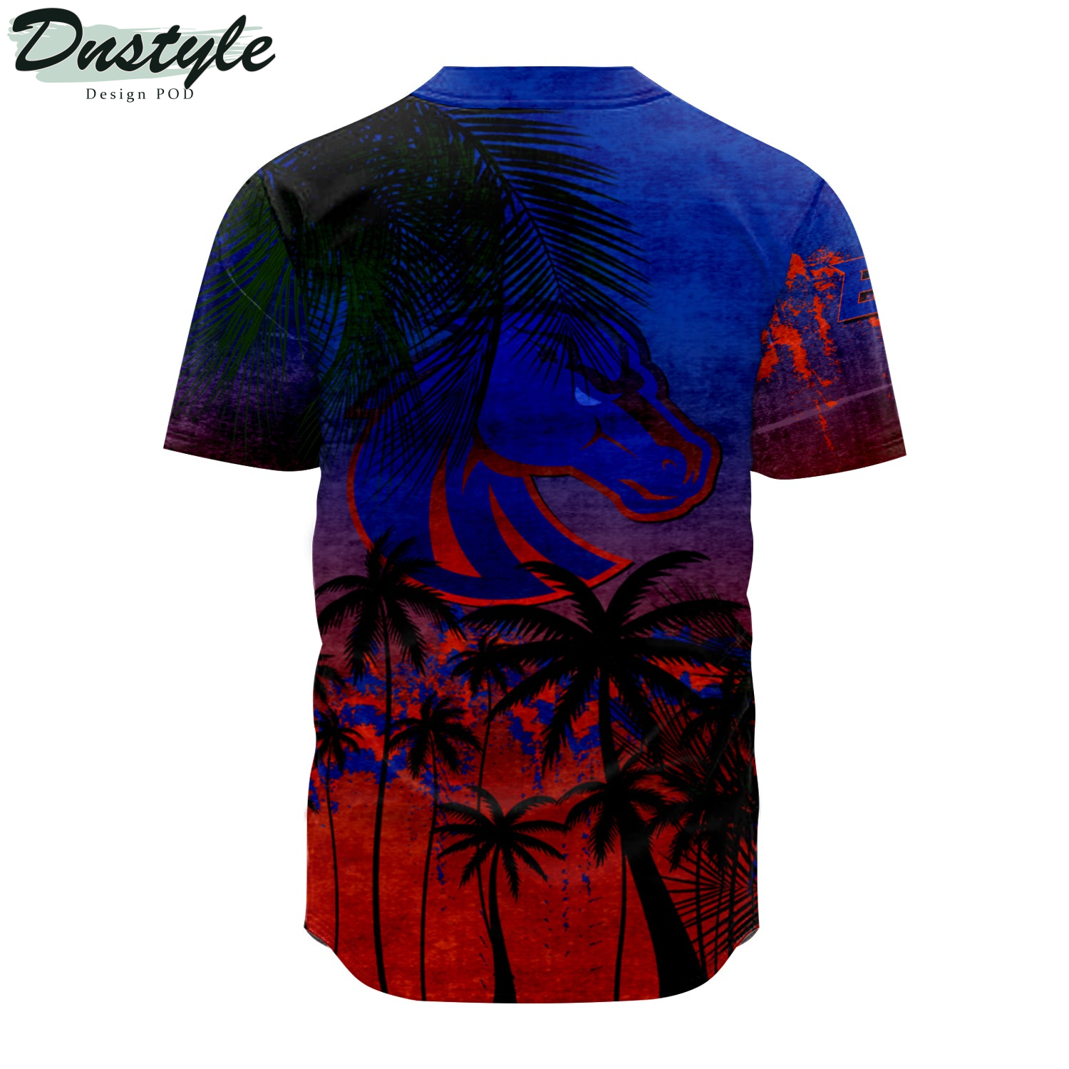 Boise State Broncos Coconut Tree Tropical Grunge Baseball Jersey