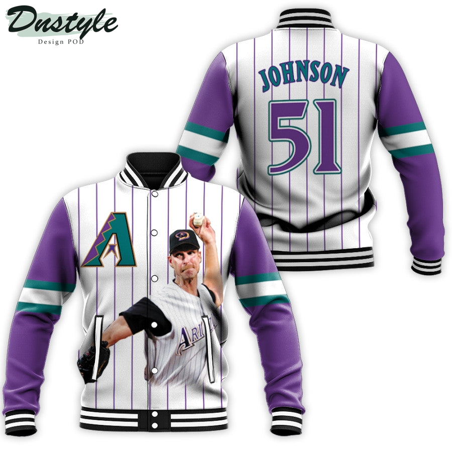 Arizona Diamondbacks Randy Johnson 51 Player Purple Jersey Baseball Jacket