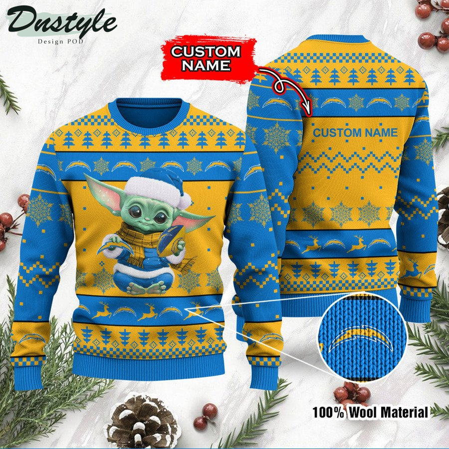 Los Angeles Rams Baby Yoda Custom Name Ugly Christmas Sweater