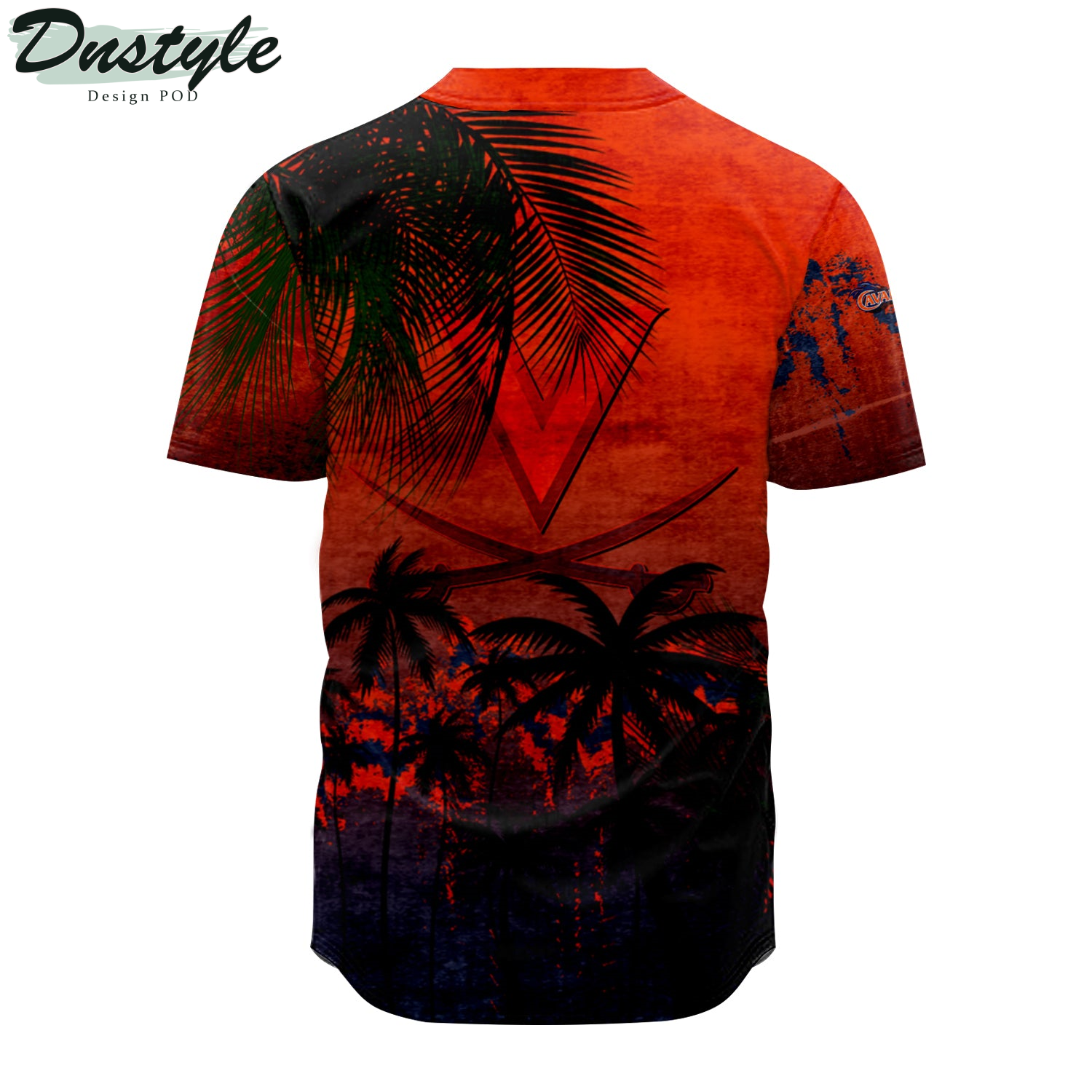 Virginia Cavaliers Baseball Jersey Coconut Tree Tropical Grunge