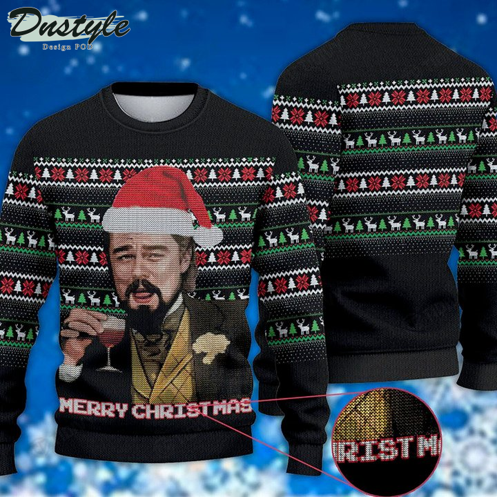 Leonardo Dicaprio Meme Funny Drinking Laughing Ugly Christmas Sweater