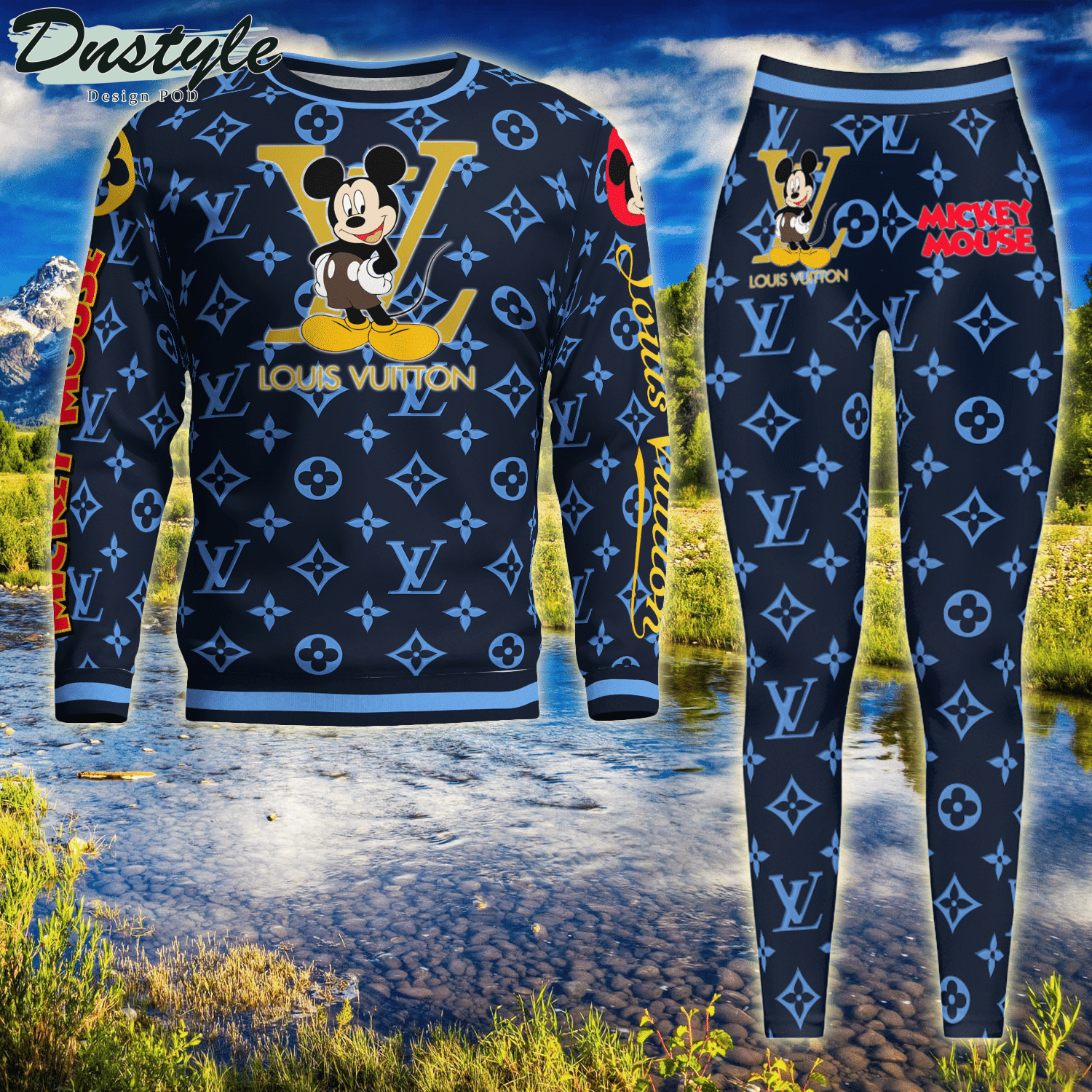 Louis Vuitton Mickey Blue ugly sweater and legging