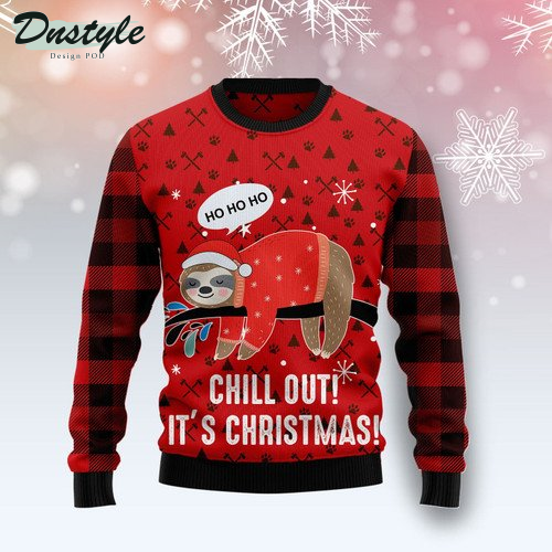 Sloth Chill Out Ugly Christmas Sweater