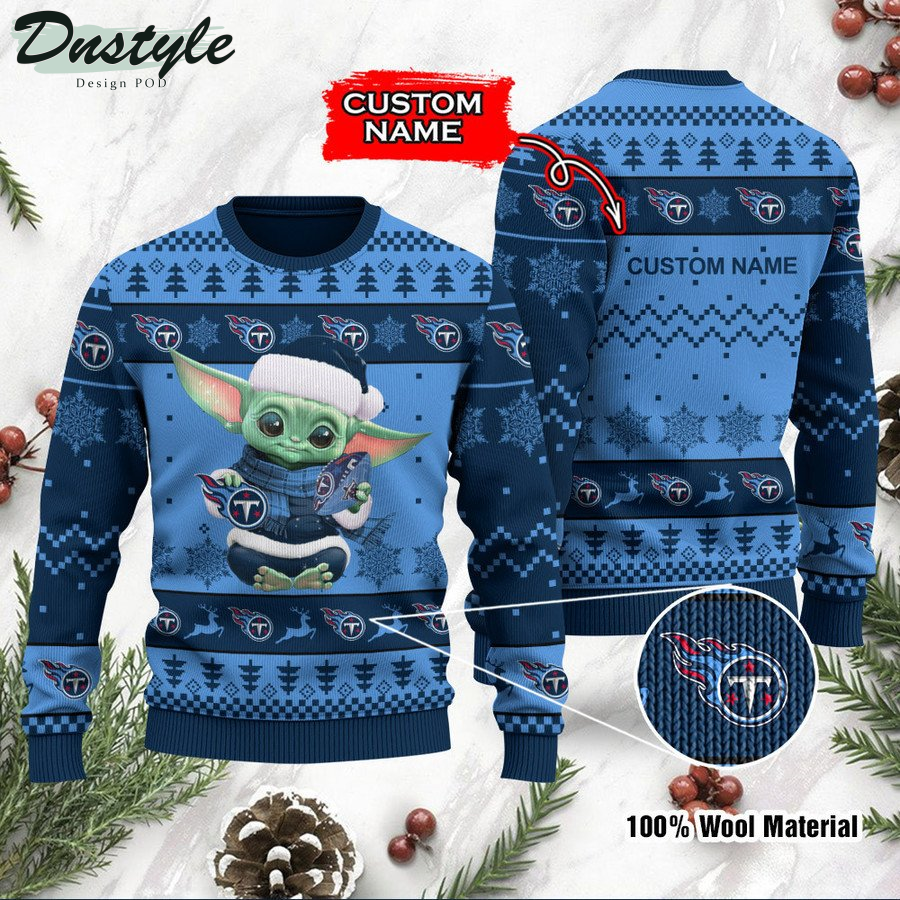 Tennessee Titans Baby Yoda Custom Name Ugly Christmas Sweater