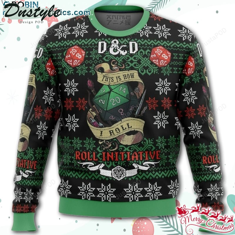 Roll Initiative Dungeons & Dragons Ugly Christmas Wool Sweater