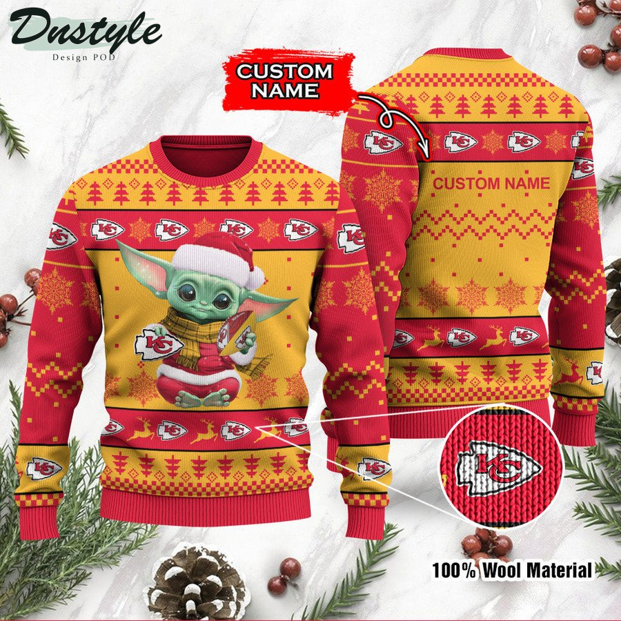 Denver Broncos Baby Yoda Custom Name Ugly Christmas Sweater