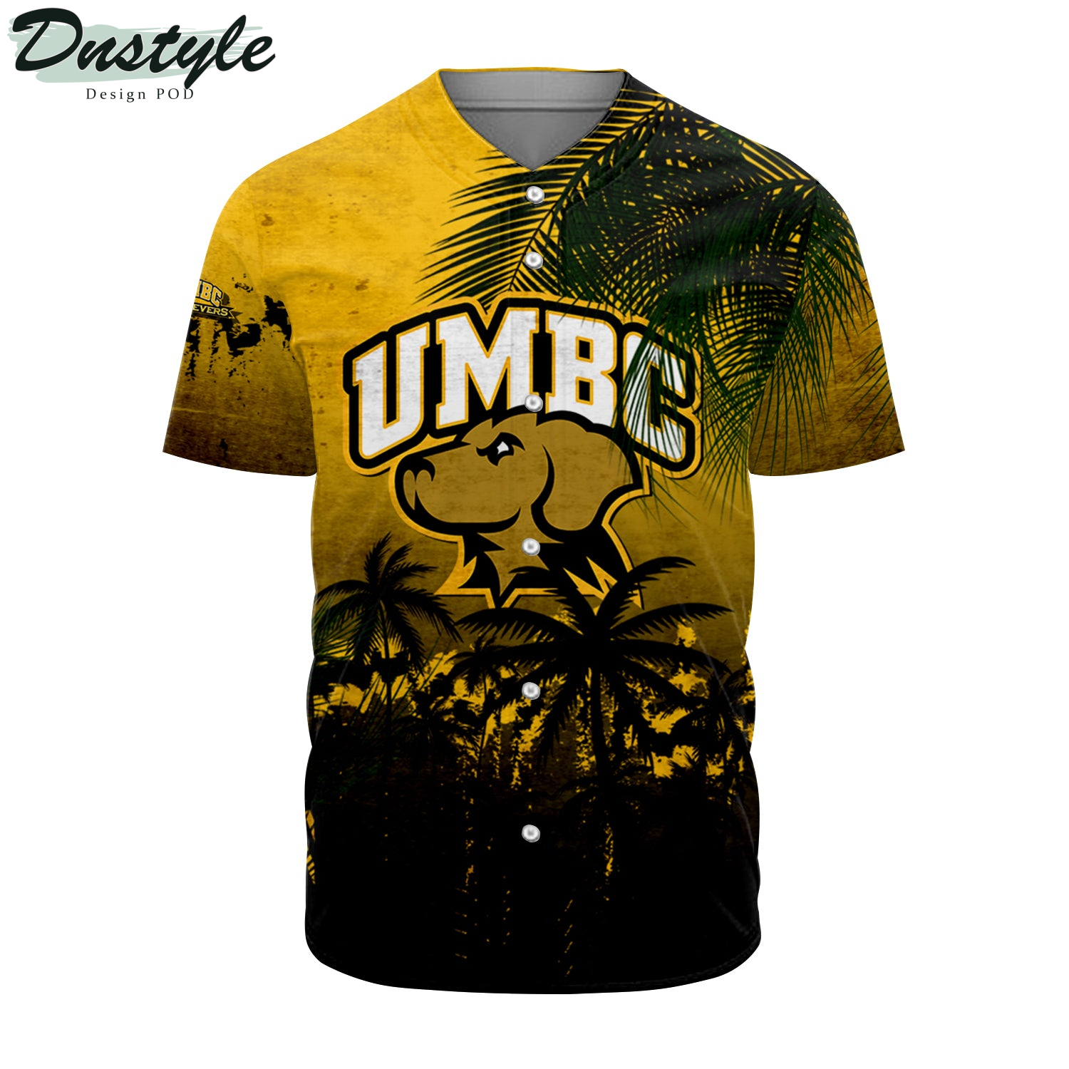 UMBC Retrievers Baseball Jersey Coconut Tree Tropical Grunge