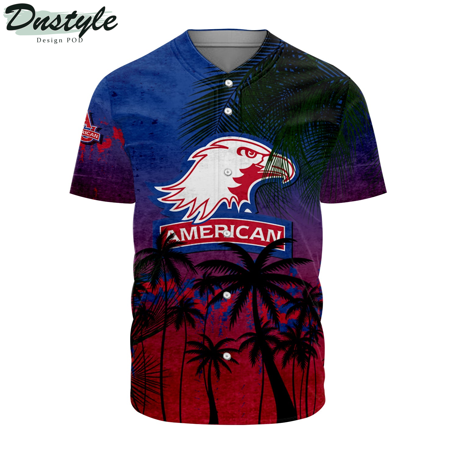 American Eagles Coconut Tree Tropical Grunge Baseball Jersey
