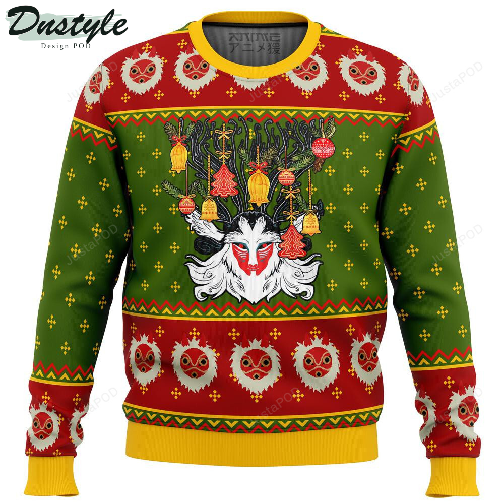 Studio Ghibli Princess Mononoke Xmas Forest Spirit Ugly Christmas Wool Sweater