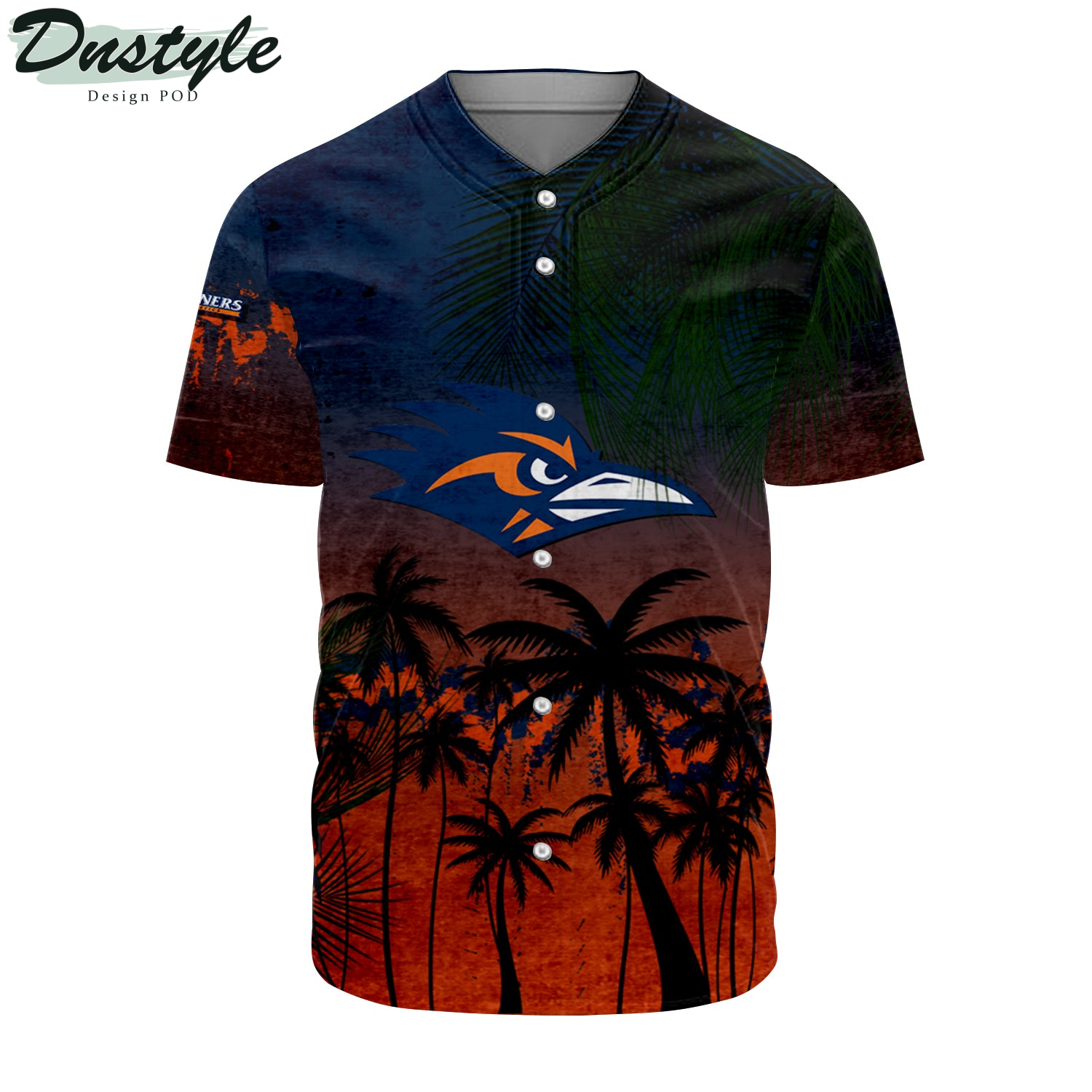 UTSA Roadrunners Baseball Jersey Coconut Tree Tropical Grunge