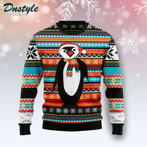Colorful Pattern Penguin Ugly Christmas Sweater