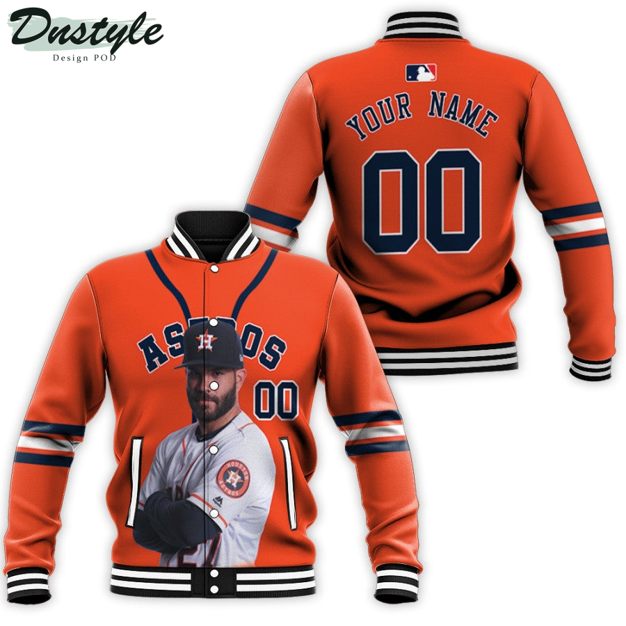 Houston Astros Jose Altuve 27 MLB Great Player Orange Custom Number Name Baseball Jacket