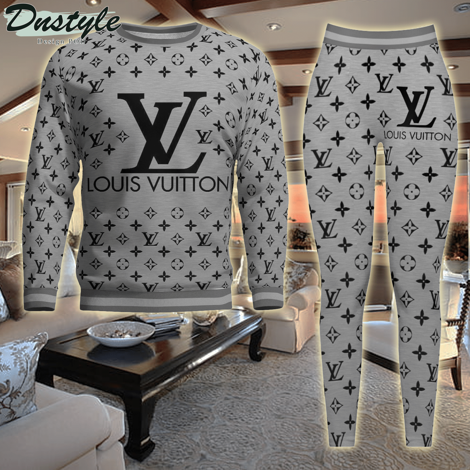 Louis Vuitton Grey ugly sweater and legging