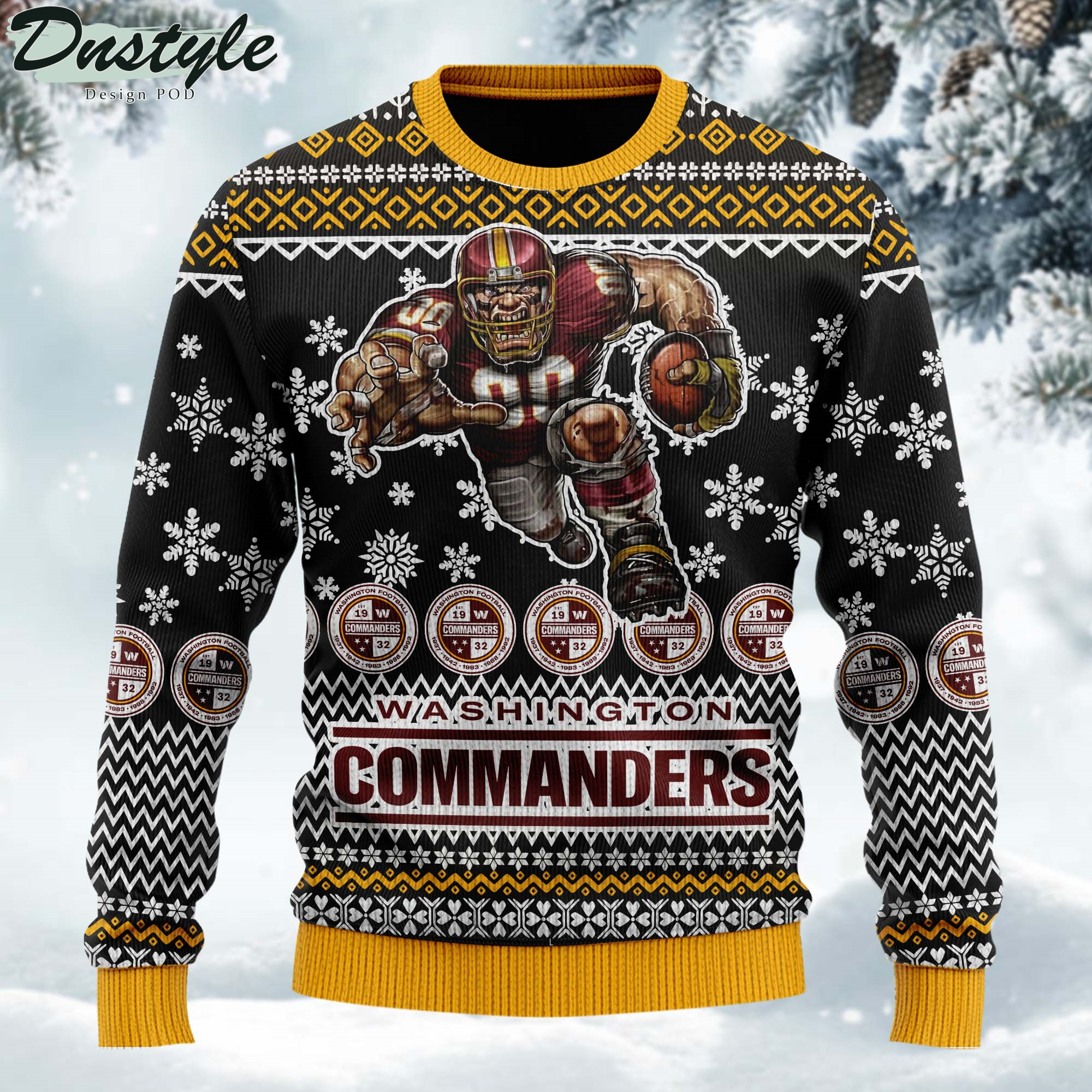 NFL Washington Commanders Ugly Wool Custom Name Sweater