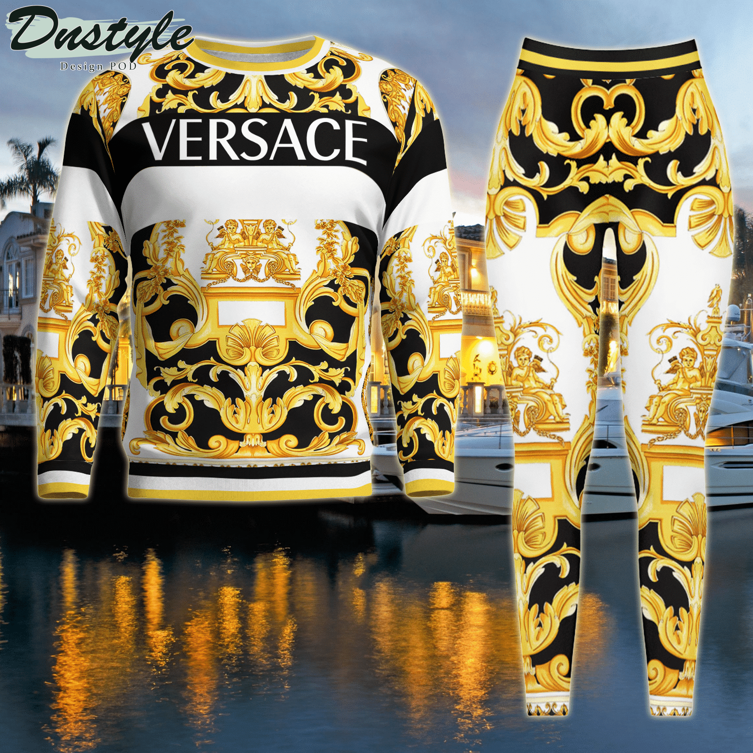 Versace Yellow ugly sweater and legging