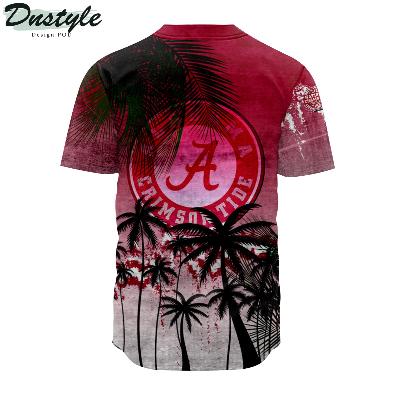 Alabama Crimson Tide Coconut Tree Tropical Grunge Baseball Jersey