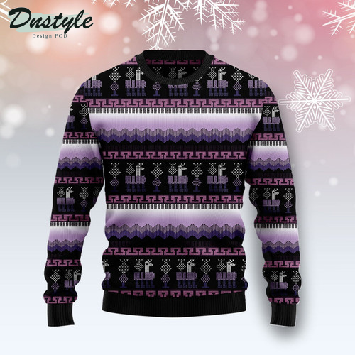 Alpaca Purple Pattern Ugly Christmas Sweater