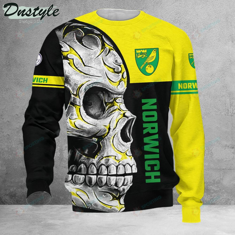 Norwich City Skull 3d Hoodie Tshirt
