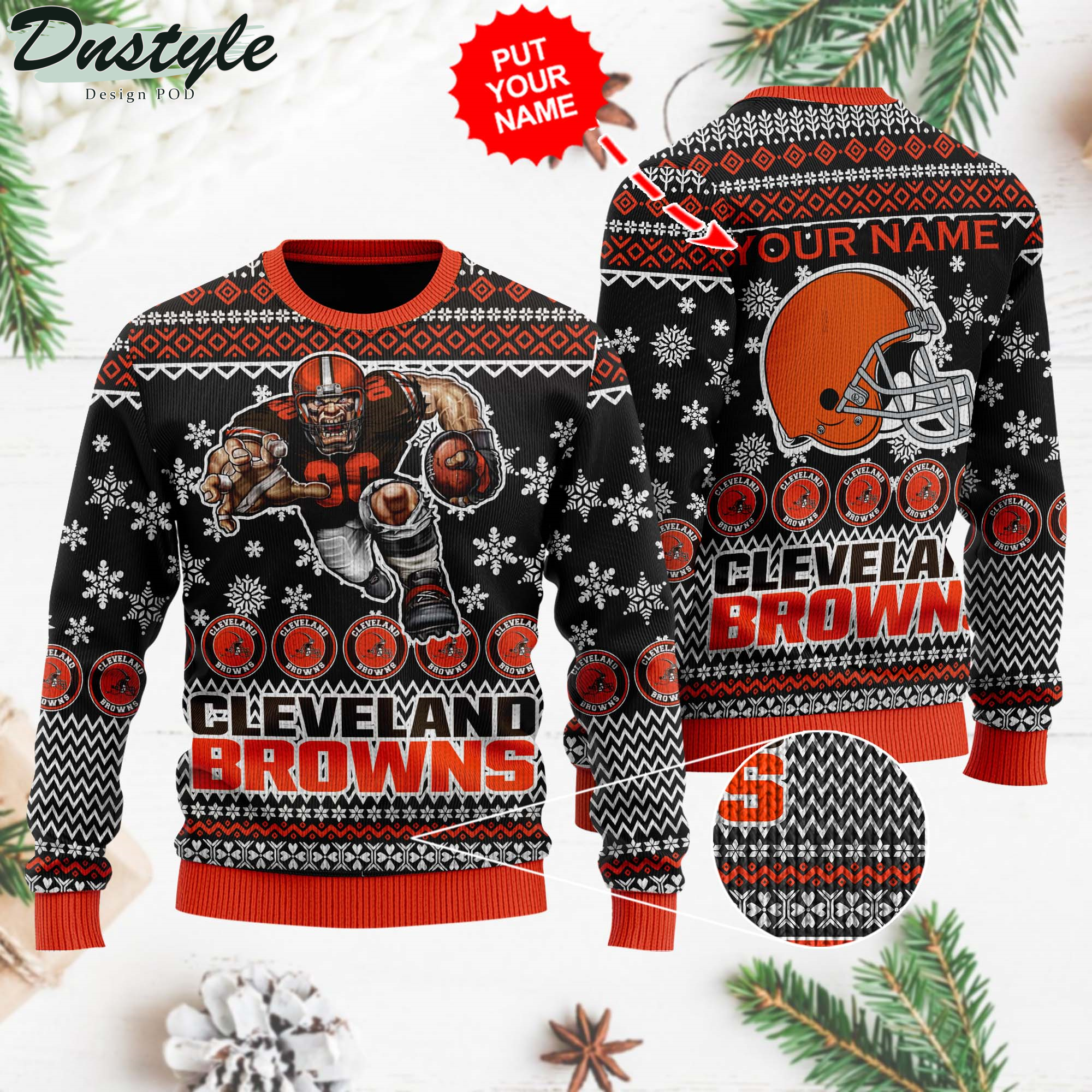 NFL Cleveland Browns Ugly Wool Custom Name Sweater