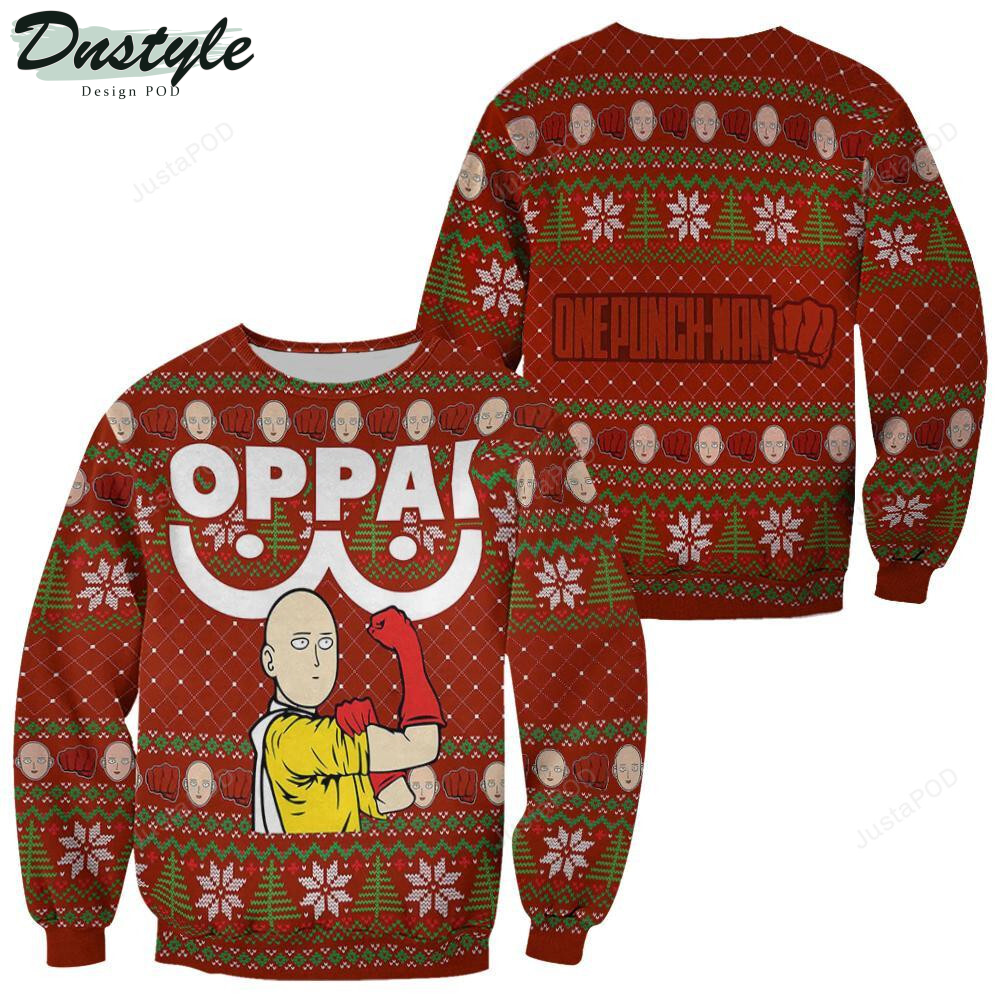 One Punch Man Saitama Oppai Ugly Christmas Wool Sweater
