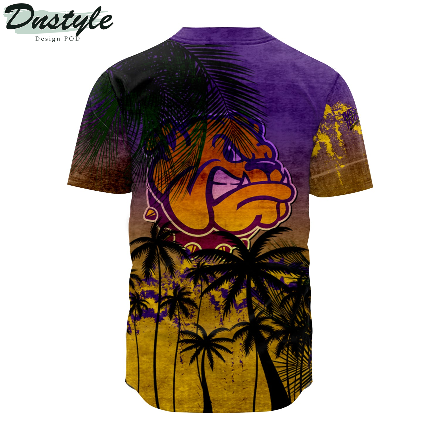 Western Illinois Leathernecks Baseball Jersey Coconut Tree Tropical Grunge