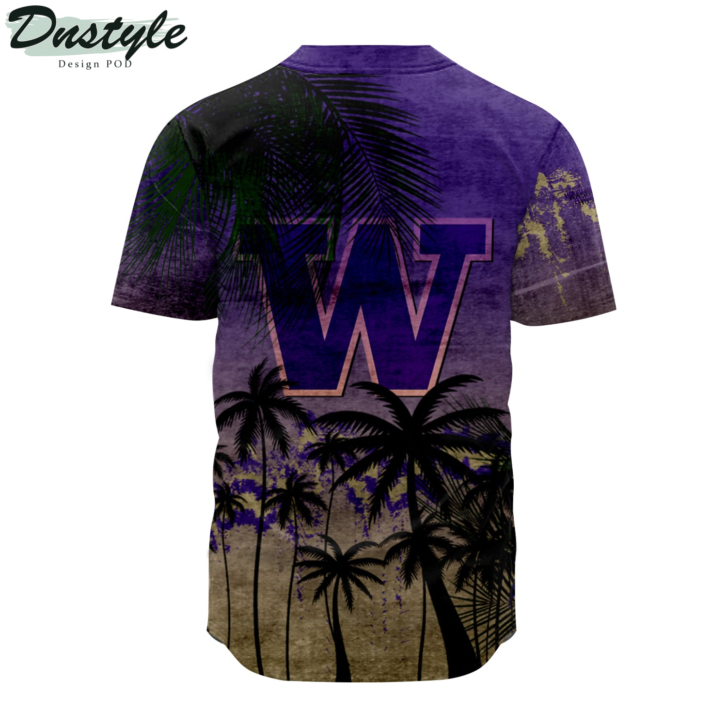 Washington Huskies Baseball Jersey Coconut Tree Tropical Grunge