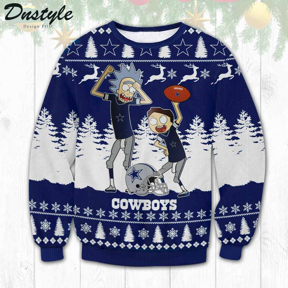 Dallas Cowboys Rick Morty Ugly Christmas Sweater