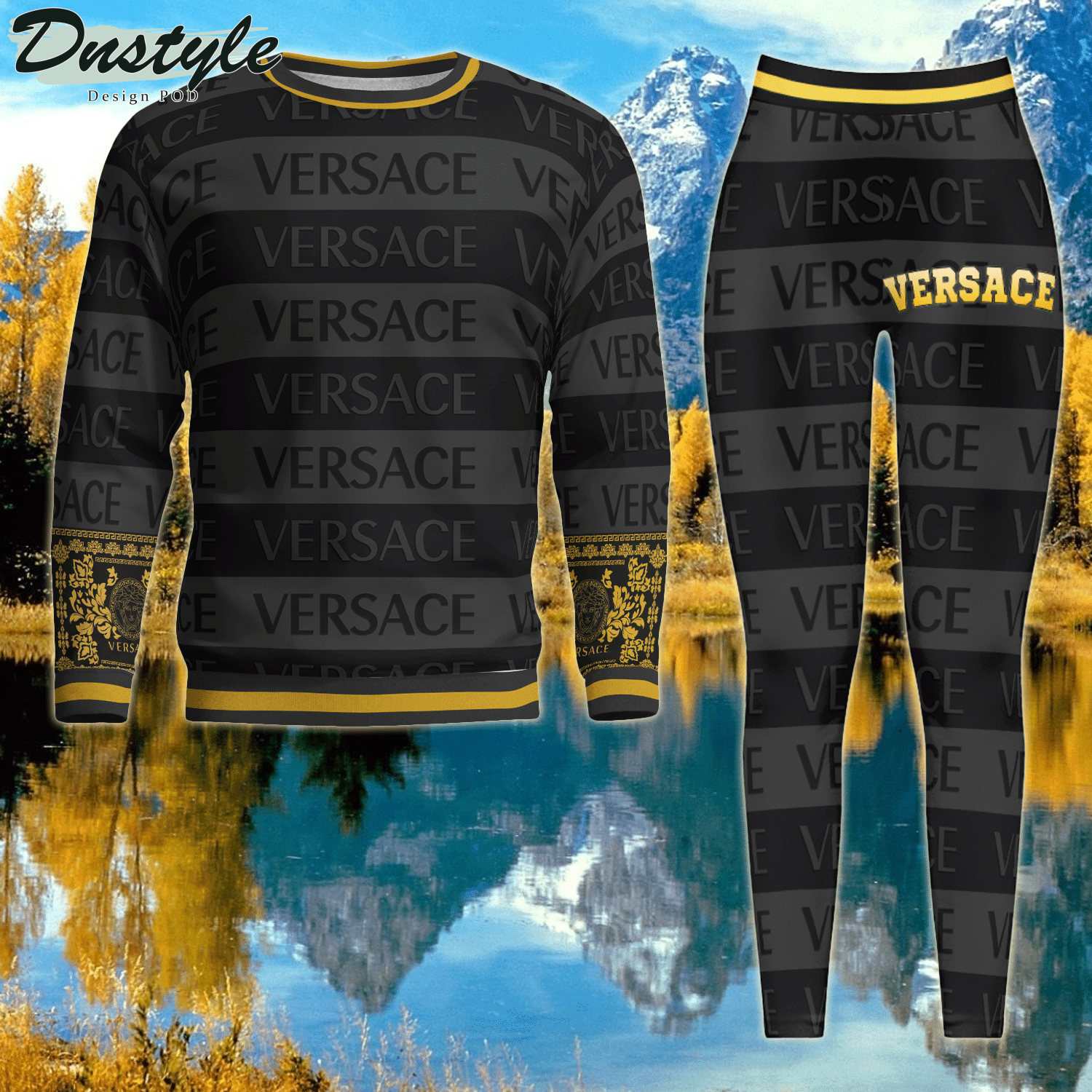 Versace Black Gold ugly sweater and legging