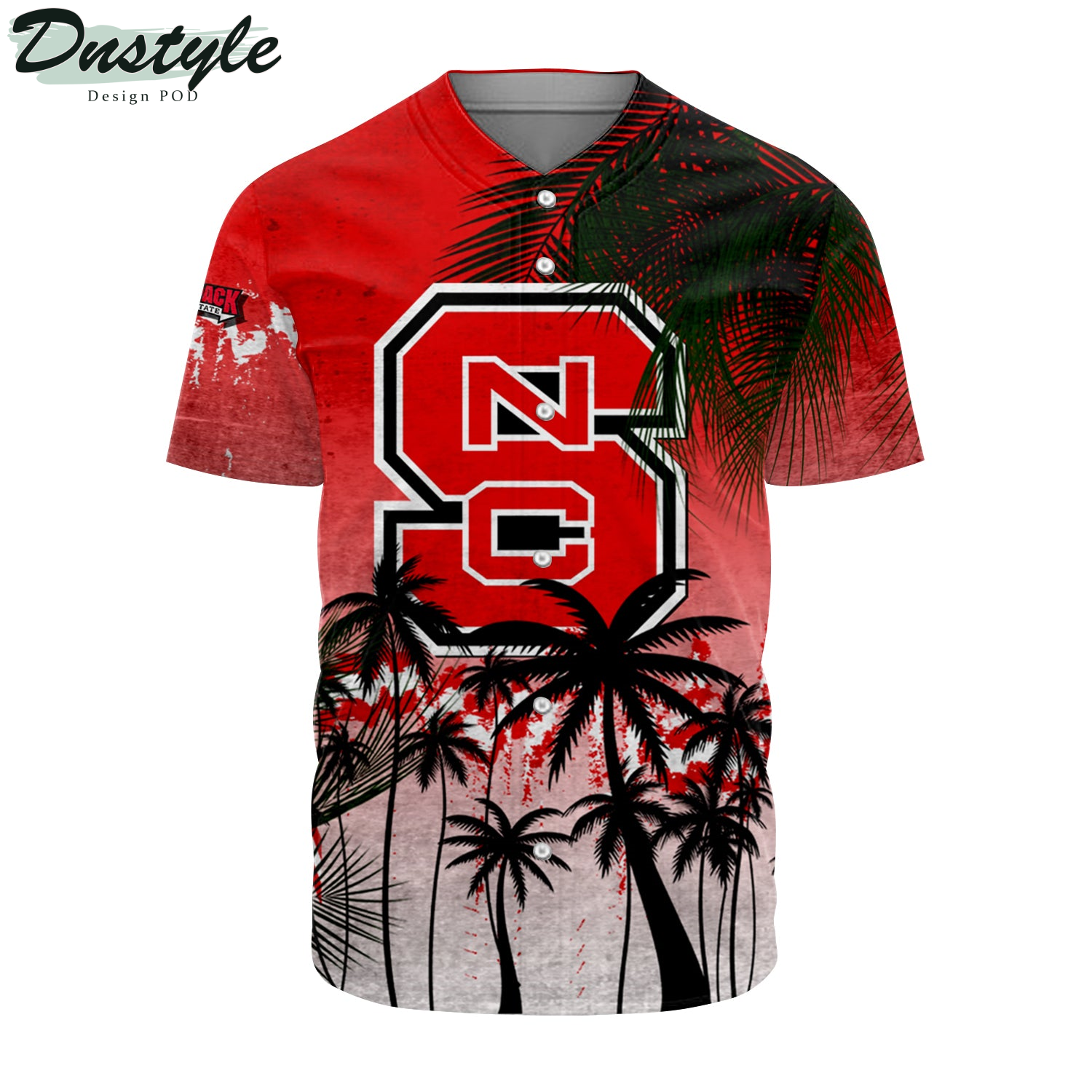 NC State Wolfpack Baseball Jersey Coconut Tree Tropical Grunge