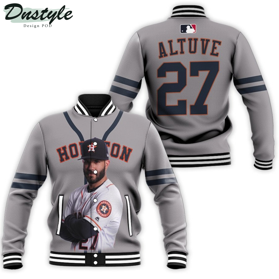 Houston Astros Jose Altuve 27 MLB Great Player Gray 2019 Baseball Jacket