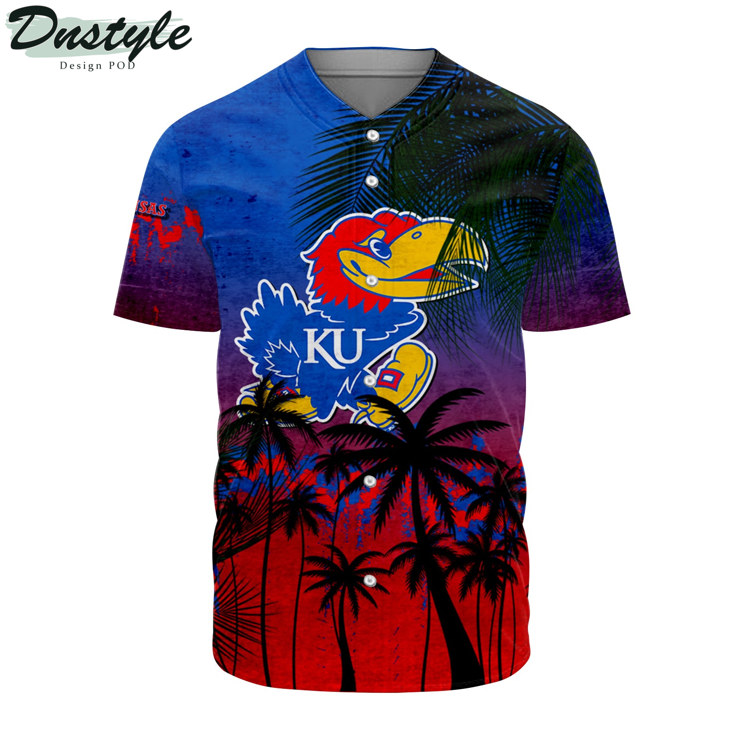 Kansas State Wildcats Coconut Tree Tropical Grunge Baseball Jersey