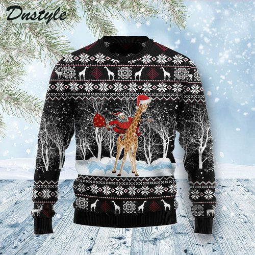 Giraffe and Santa Ugly Christmas Sweater