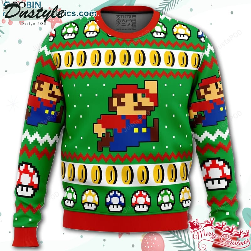 Super Mario Jump Ugly Christmas Wool Sweater