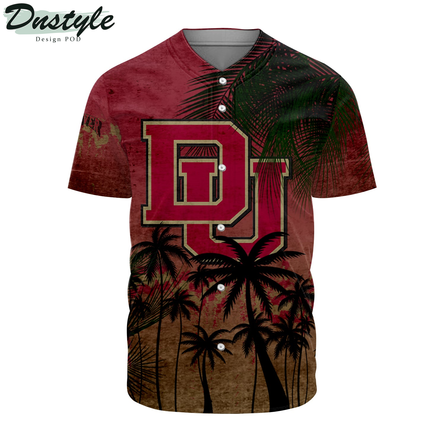 DePaul Blue Demons Coconut Tree Tropical Grunge Baseball Jersey