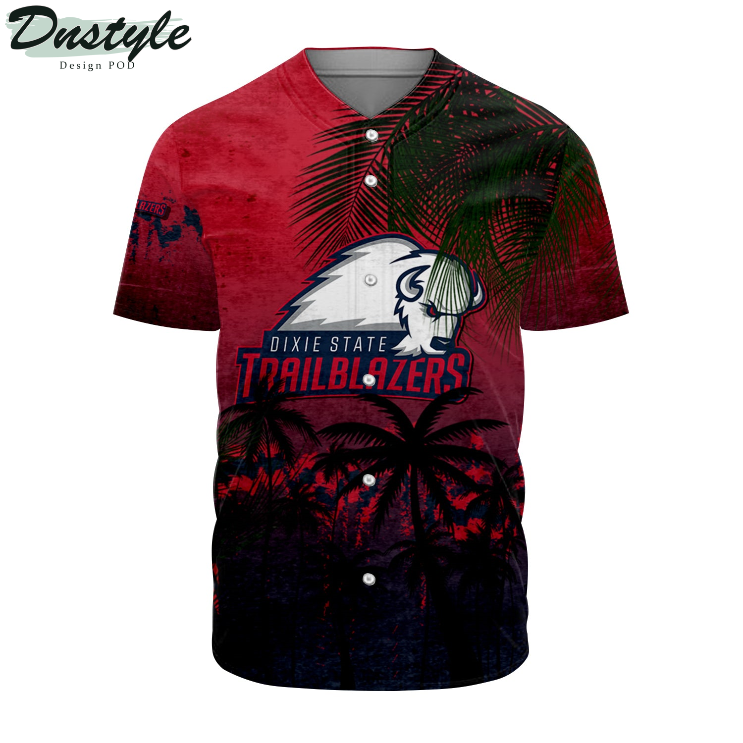 Dixie State Trailblazers Coconut Tree Tropical Grunge Baseball Jersey