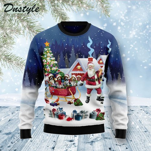 Beagle Santa Sled Ugly Christmas Sweater
