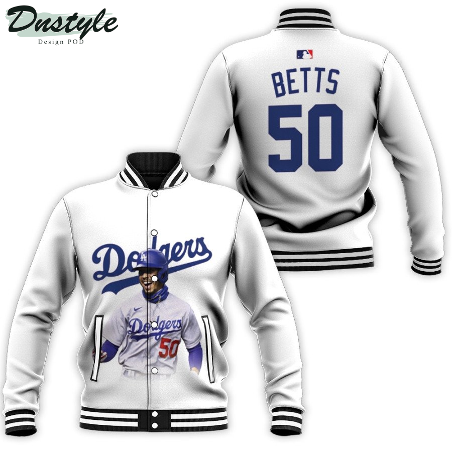 Los Angeles Dodgers Mookie Betts 50 Great Player 2020 MLB White Baseball Jacket