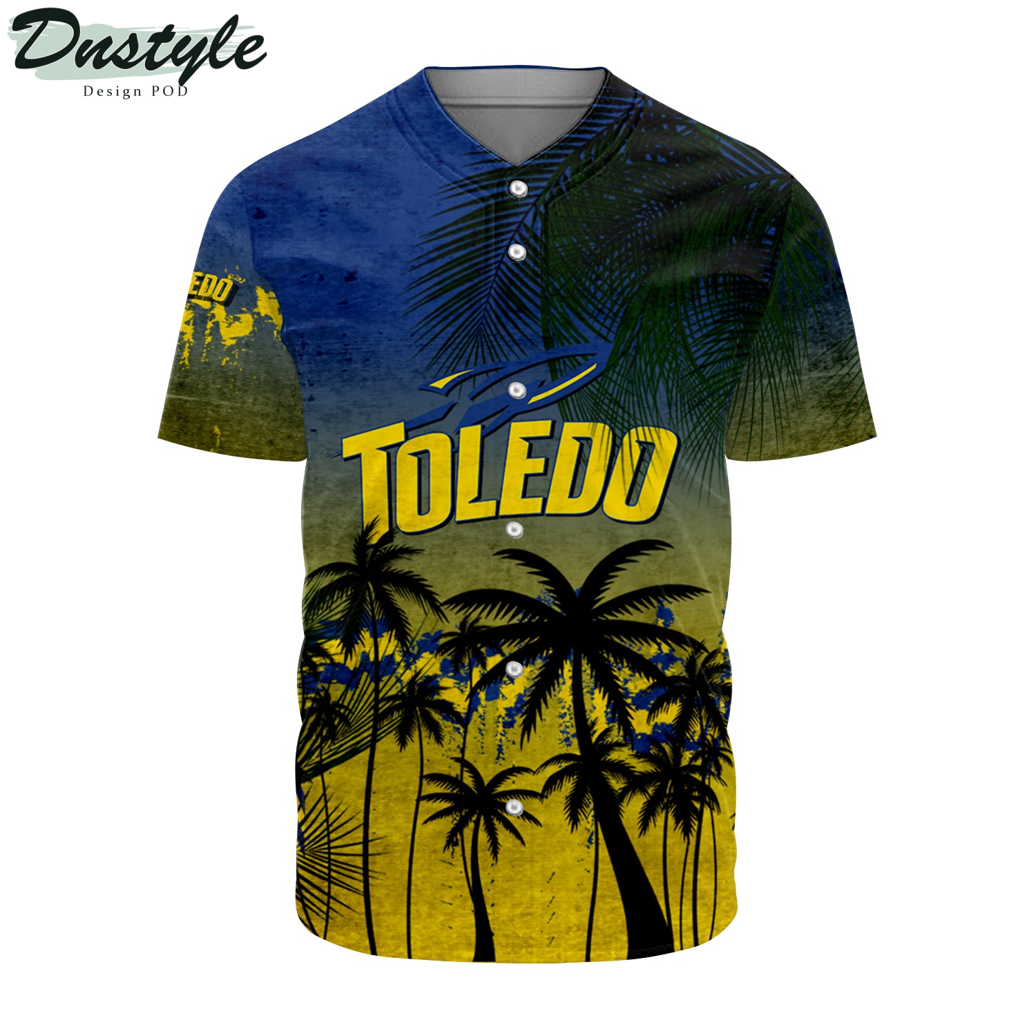 Toledo Rockets Baseball Jersey Coconut Tree Tropical Grunge