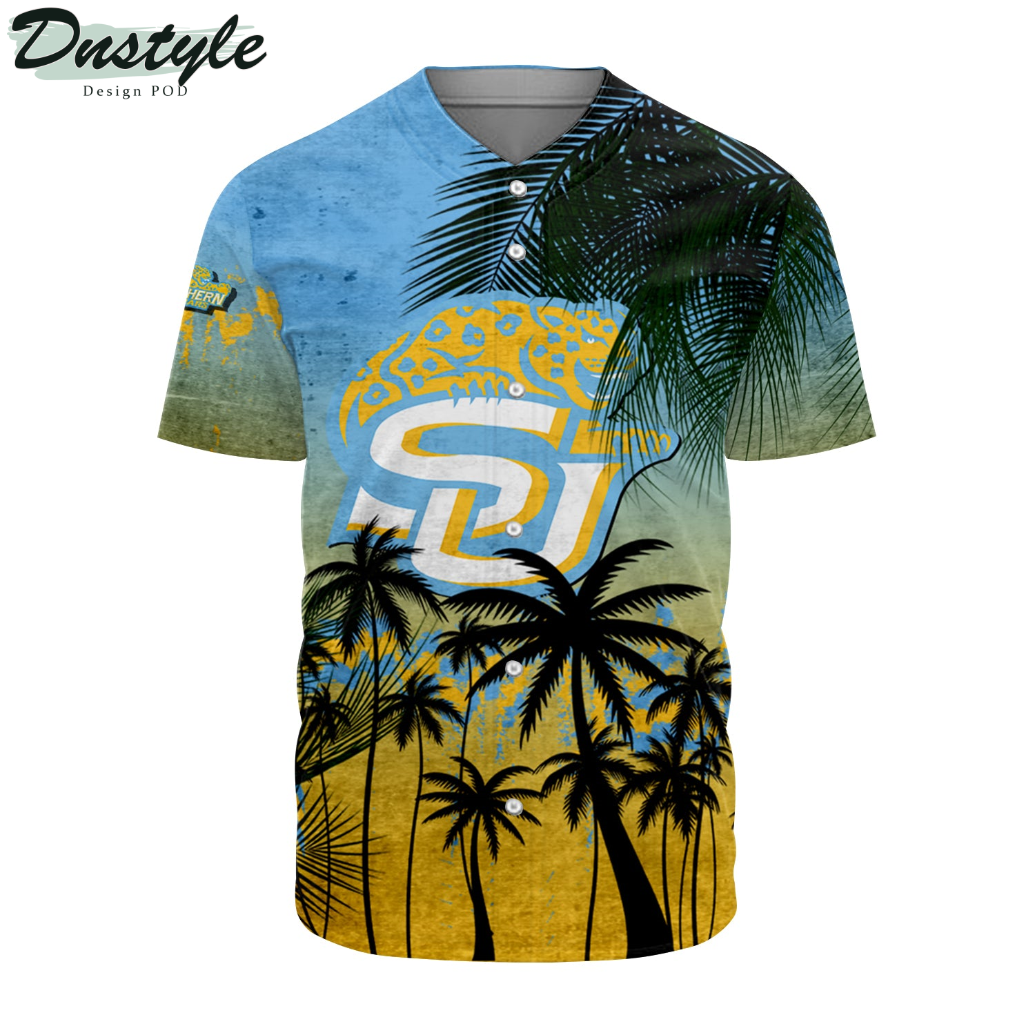 Southern Jaguars Baseball Jersey Coconut Tree Tropical Grunge