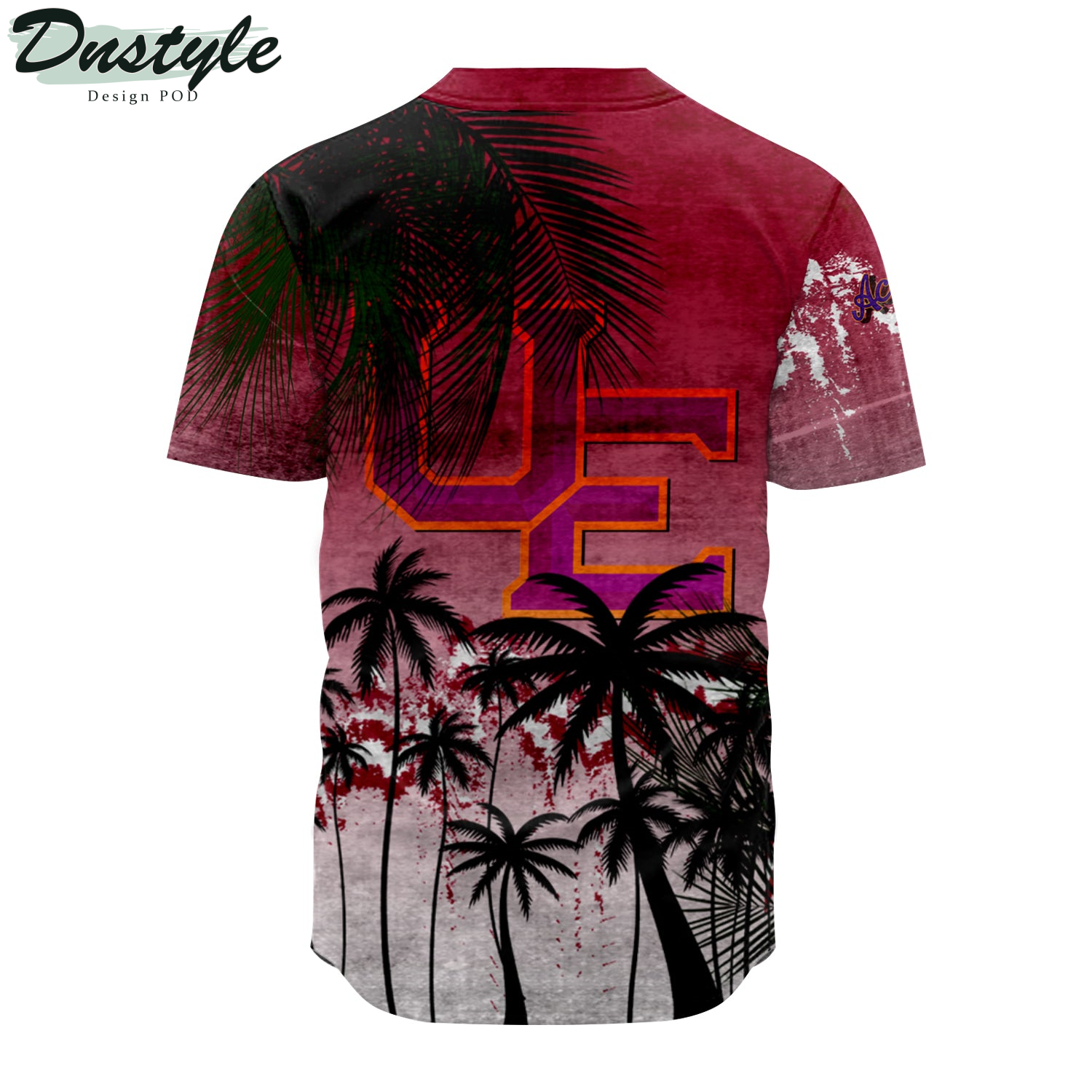 Evansville Purple Aces Coconut Tree Tropical Grunge Baseball Jersey