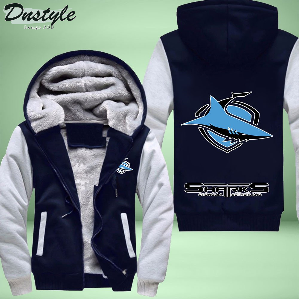 Cronulla Sharks Fleece Hoodie Zipper Velvet