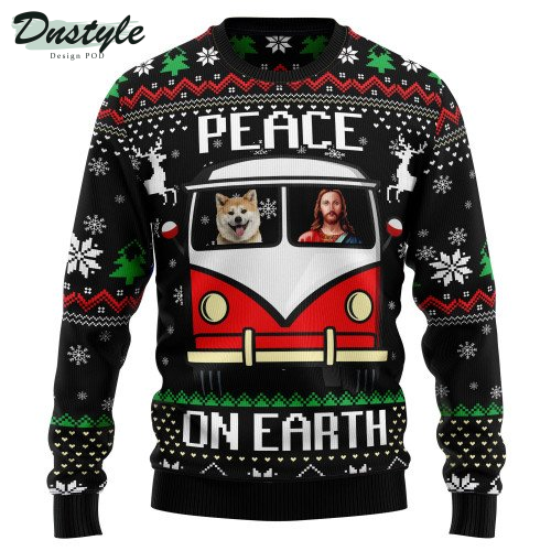 Shiba Inu Peace Ugly Christmas Sweater