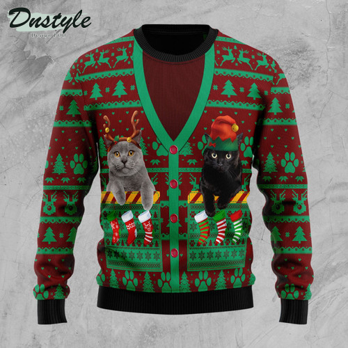 Cat Pocket Xmas Ugly Christmas Sweater