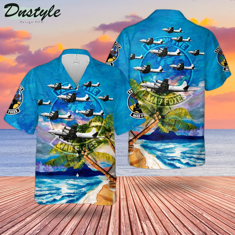 US Navy P-3 Orion Of Patrol Squadron FIVE VP-5 Mad Foxes Hawaiian Shirt