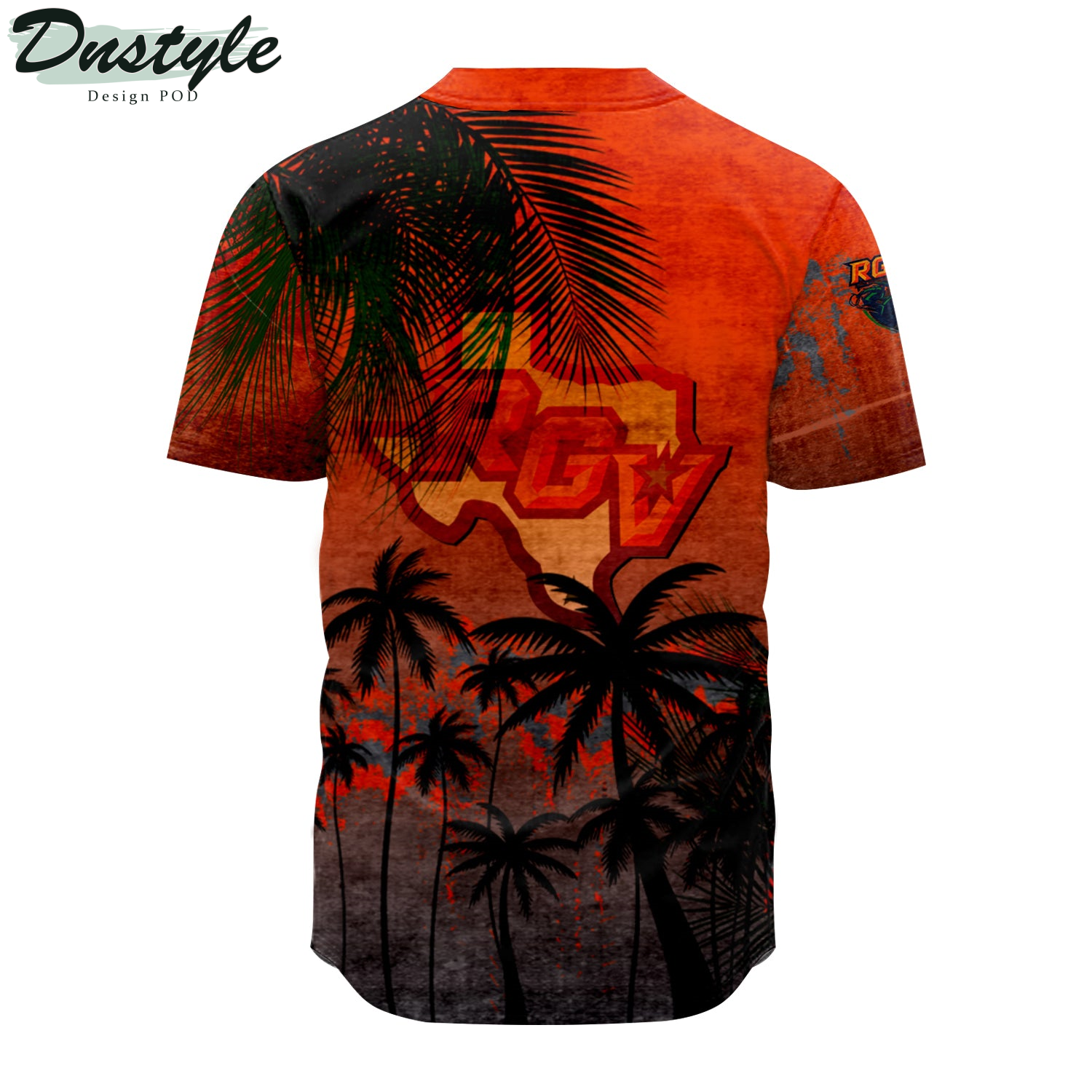 Texas-Rio Grande Valley Vaqueros Baseball Jersey Coconut Tree Tropical Grunge