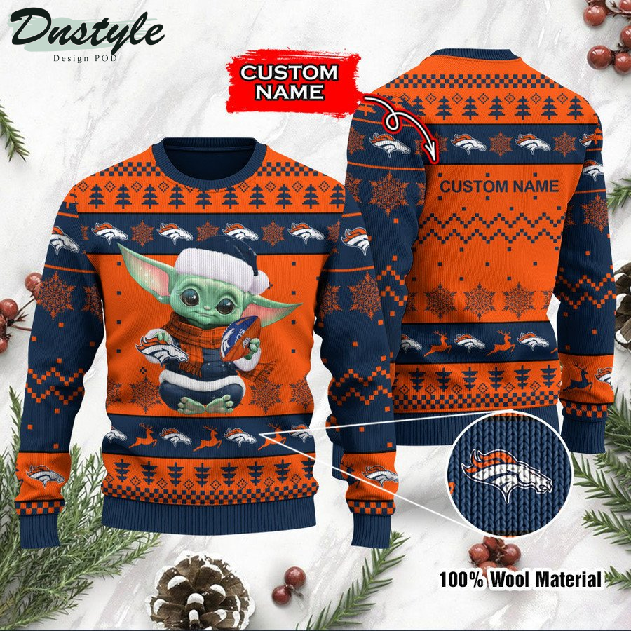 Carolina Panthers Baby Yoda Custom Name Ugly Christmas Sweater