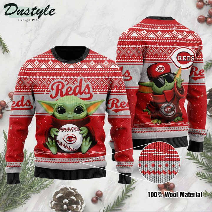 Cincinnati Reds Baby Yoda Ugly Sweater