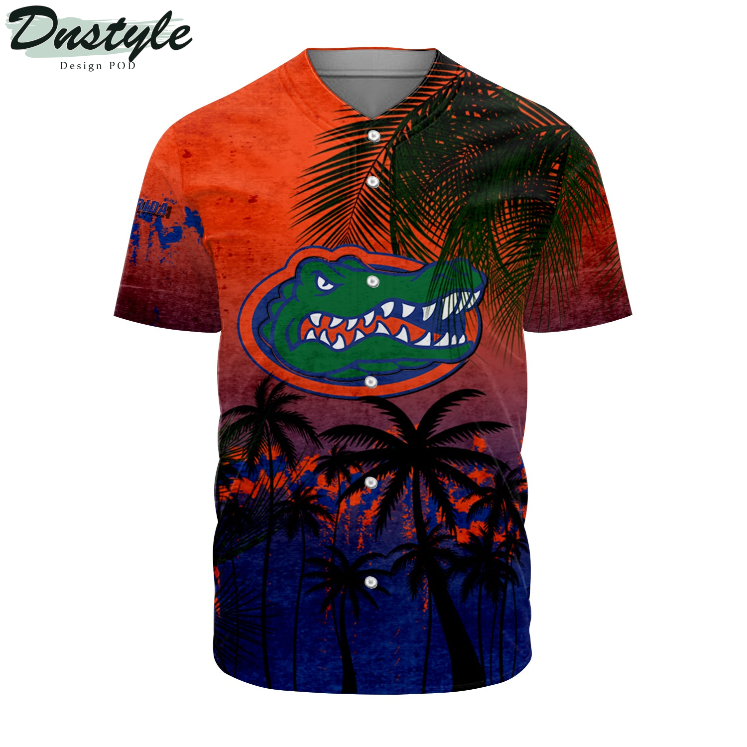 Florida Gators Coconut Tree Tropical Grunge Baseball Jersey