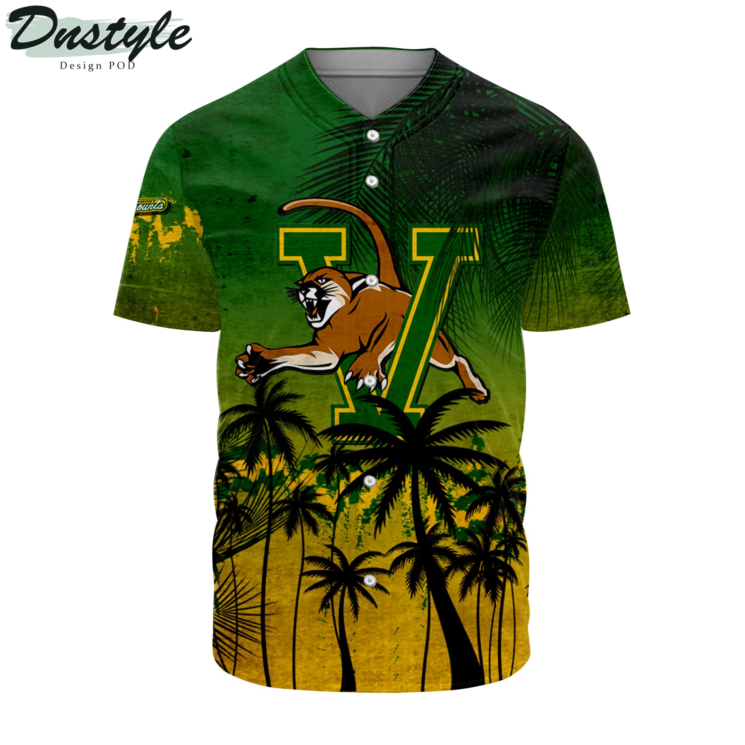 Vermont Catamounts Baseball Jersey Coconut Tree Tropical Grunge