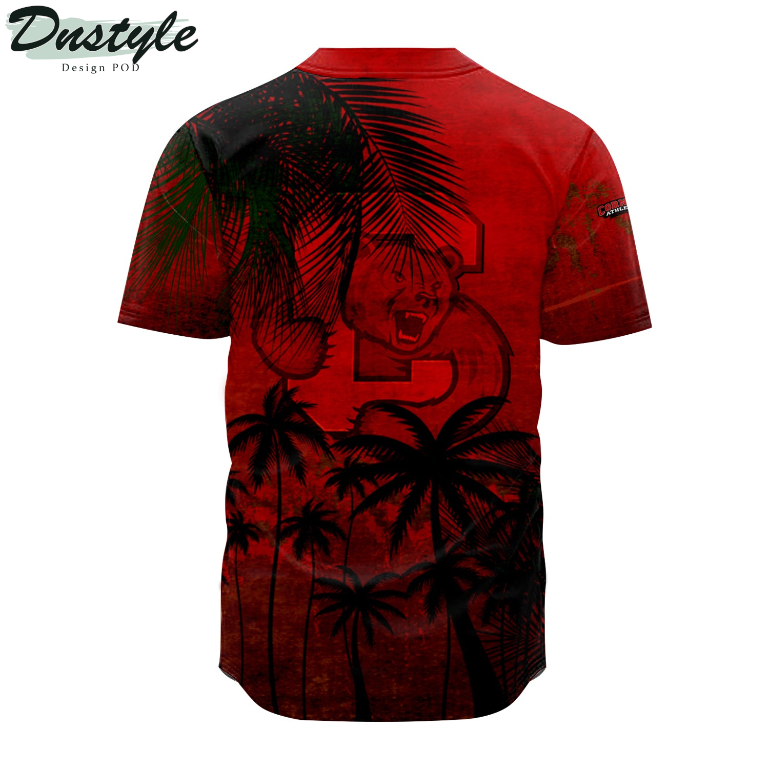 Cornell Big Red Coconut Tree Tropical Grunge Baseball Jersey